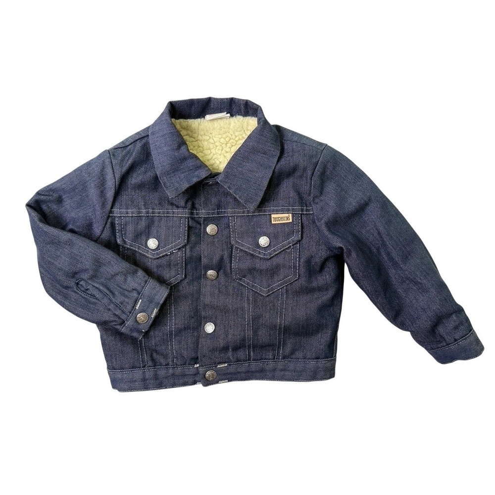 Vintage Sears Toughskins Sherpa Lined Denim Trucker Jean Jacket Boys Size 5‎